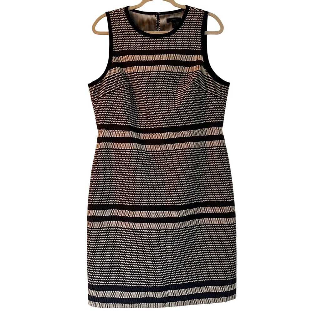 J. Crew Black and White Striped Knit Sheath Dress